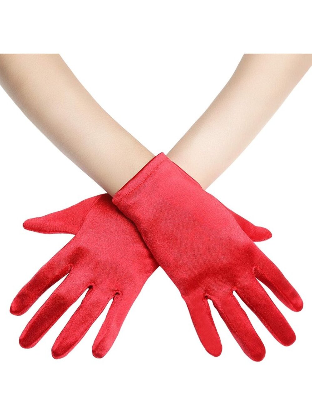 Women's Red 1920s Bridal Tea Party Wedding Short Satin Opera Gloves